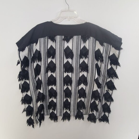 *Calypso St. Barth Women's Boho embroided Poncho Pullover Top Black  White  Smal - Picture 5 of 12